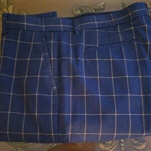 Stacy Adams Blue Plaid Dress Pants